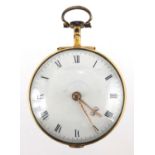 Gentleman's gold plated open face pocket watch, the fusee movement engraved Cha Haley London,