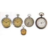 Four Gentleman's vintage pocket watches, two with luminous dials and a gunmetal example, together