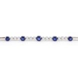 18ct white gold graduated Sapphire and Diamond bracelet, 18cm in length, approximate weight 13.9g