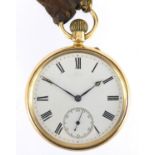 Gentleman's 18ct gold open face pocket watch with subsidiary dial, numbered 88225 to the movement,