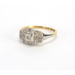 18ct gold diamond cluster ring, size N, approximate weight 2.7g Old mixed cut Diamonds weighing