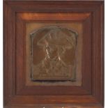 Early 20th century bronze Trafalgar centenary plaque, cast in relief with a portrait of Nelson,