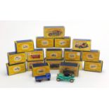 Matchbox models of Yesteryear die cast vehicles including Y-6 Bentley, Y-13 1911 Daimler and Y-6