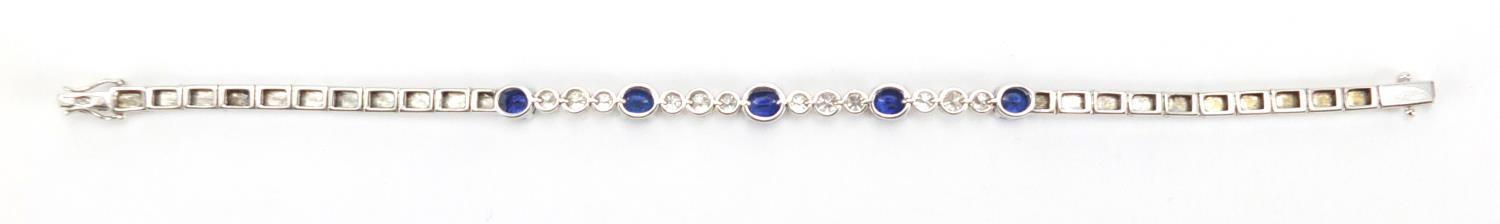 18ct white gold graduated Sapphire and Diamond bracelet, 18cm in length, approximate weight 13.9g - Image 9 of 10