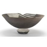 David Howard Jones Raku bowl with flared rim, incised initials around the foot rim, 25.5cm in