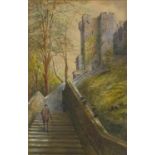 Margaret Rayner - The Hundred Steps and Deanery, Windsor Castle, heightened watercolour, mounted and
