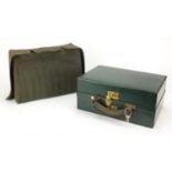 Victorian leather travelling vanity case by Apsrey of London, with protective jacket and silk