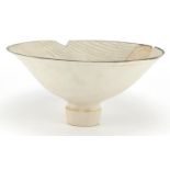 David Howard Jones Raku footed bowl with flared rim, incised initials around the foot rim, 20.5cm in
