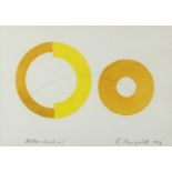Broken circle + 1, watercolour on and collage on paper, bearing a signature R Maigold, mounted and