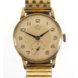 Gentleman's 9ct gold Smiths Deluxe wristwatch with subsidiary dial, 3cm in diameter, with box and
