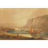 Richard Sasse - Mooring of boats, 19th century maritime watercolour, mounted and framed, 26cm x 17.
