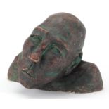 Head and shoulders terracotta bust of an African male, inscribed to the under side, 18.5cm high