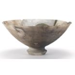 David Howard Jones Raku bowl with flared rim, incised initials around the foot rim, 20cm in diameter