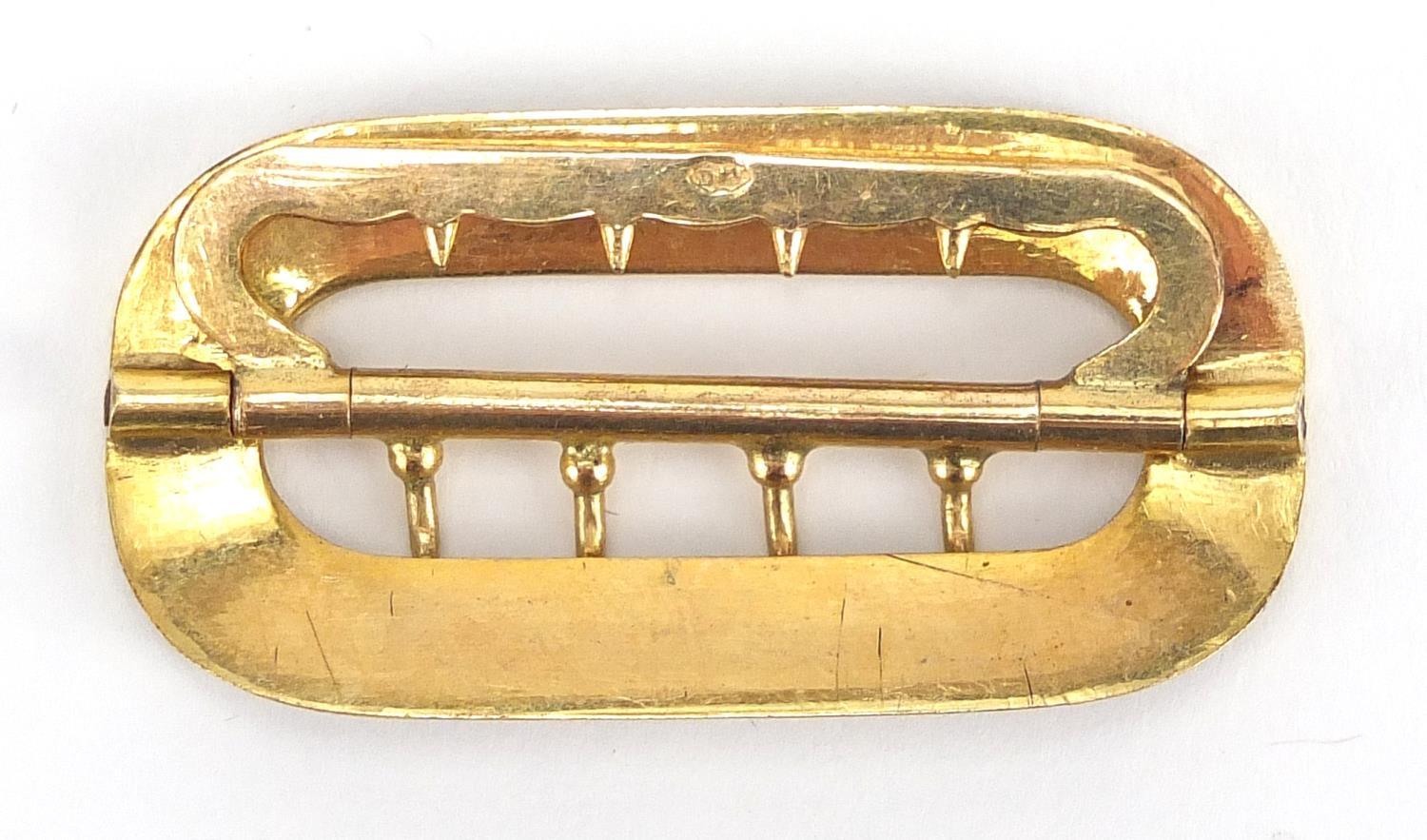 Victorian gold coloured metal enamel buckle, 5cm wide, approximate weight 12.9g Further condition - Image 2 of 3