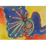 Grace Pailthorpe 1967 - Abstract composition, surreal animal, watercolour on card, unframed, 38cm