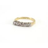 18ct gold diamond five stone ring, size M, approximate weight 2.5g Further condition reports can