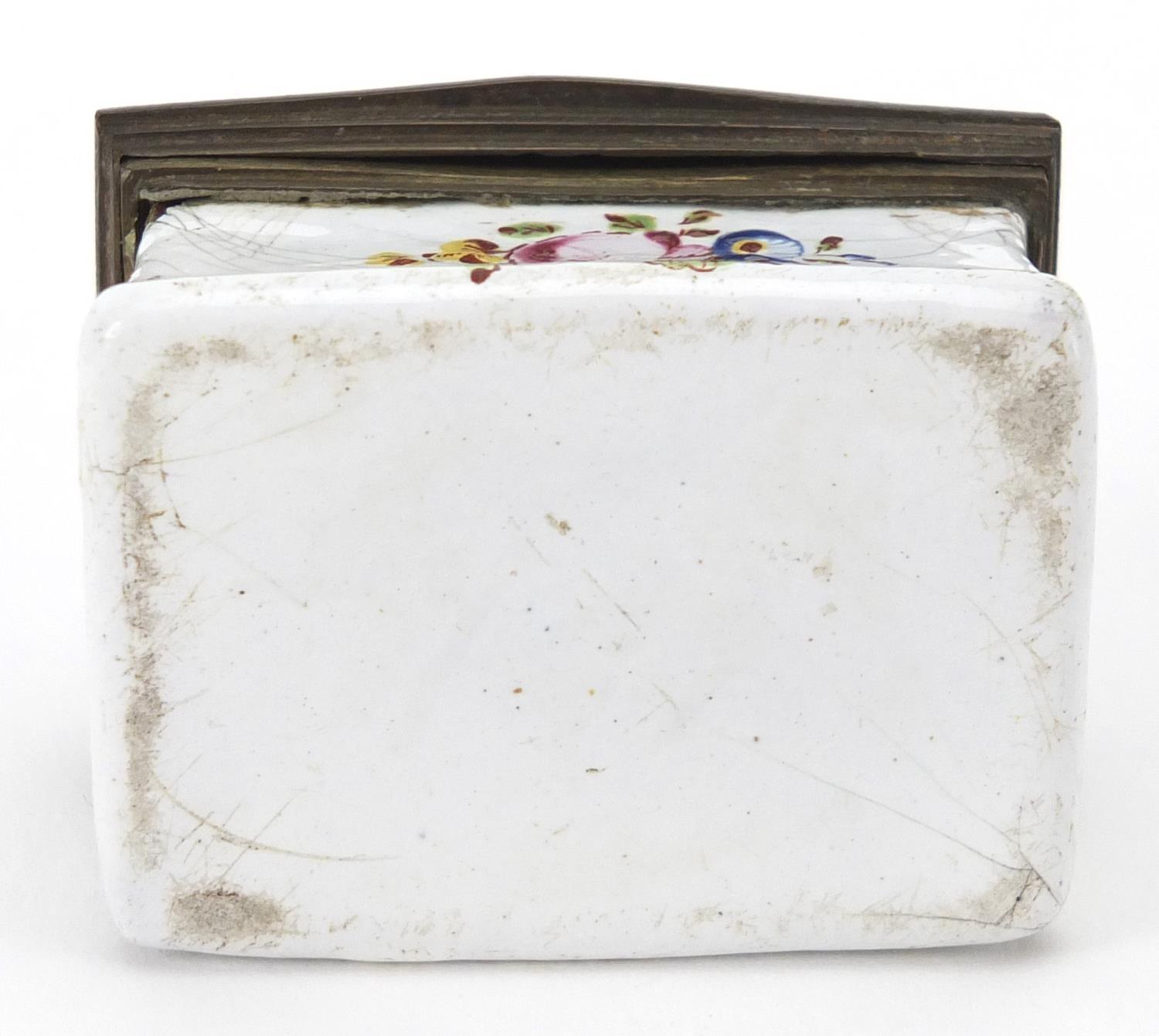 Antique rectangular enamel patch box hand painted with flowers, 3cm H x 4.6cm W x 3.5cm D Further - Image 4 of 4