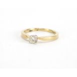 9ct gold Diamond solitaire ring, size O, approximate weight 2.1g The Diamond is modern round