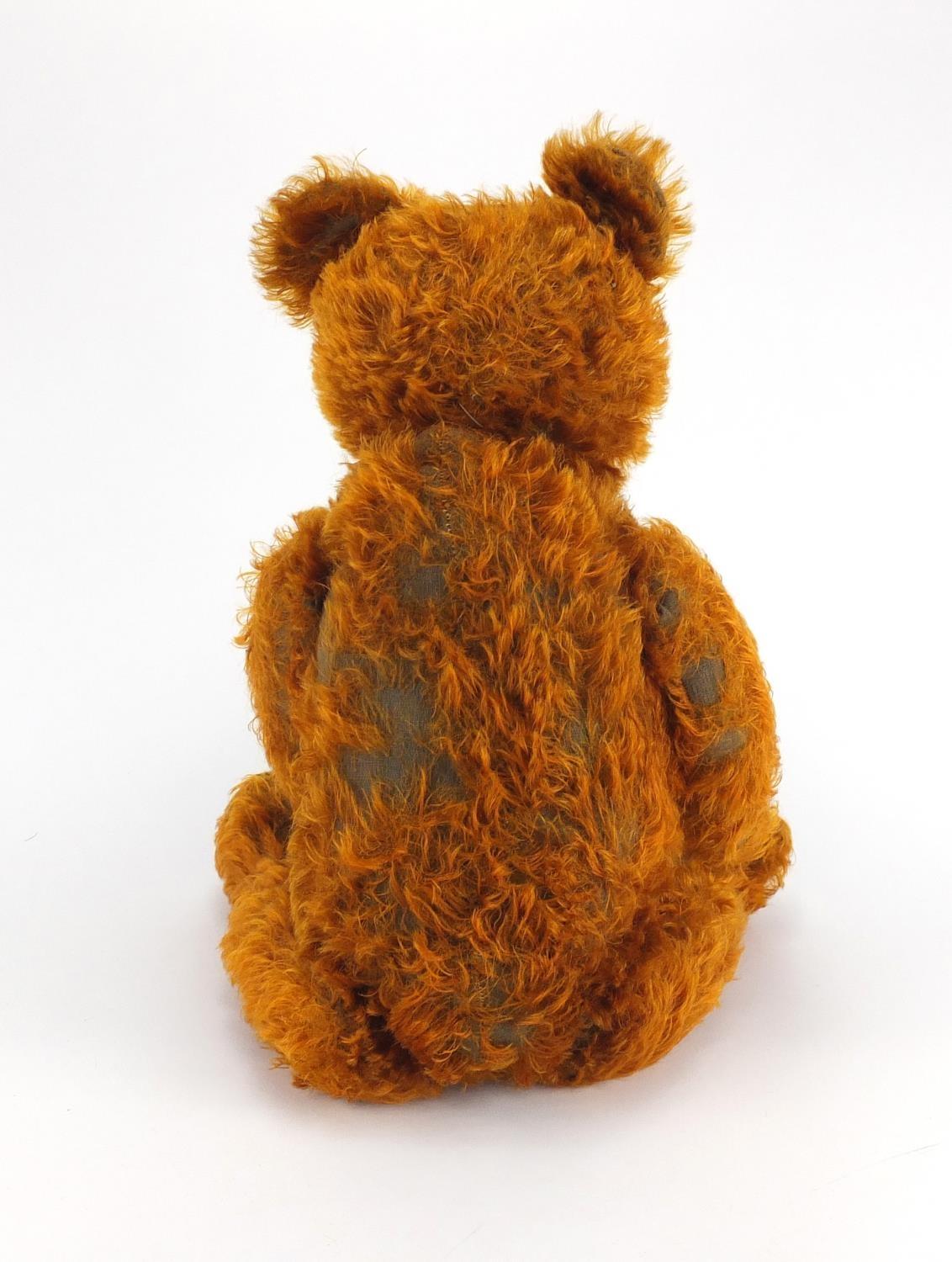 Vintage golden straw filled teddy bear with jointed limbs and beaded glass eyes, 65cm high Further - Image 4 of 5
