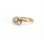 18ct gold Diamond crossover ring, size M, approximate weight 2.5g The Diamonds are old European cut,