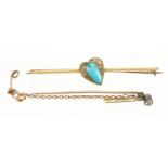 Victorian unmarked Turquoise and Diamond bar brooch, and a Diamond solitaire tie pin, the brooch 6cm