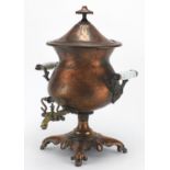 19th century cooper and brass samovar of classical urn from with twin handles, 45cm high Further