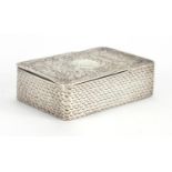 Rectangular Georgian silver snuff box, embossed with flowers and fish scales, decoration to the