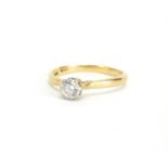 18ct gold Diamond solitaire ring, size Q, approximate weight 2.9g The Diamond is modern round