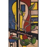 Manner of Fernand Léger - Abstract composition, still life, stamp verso, framed, 60cm x 39cm Further