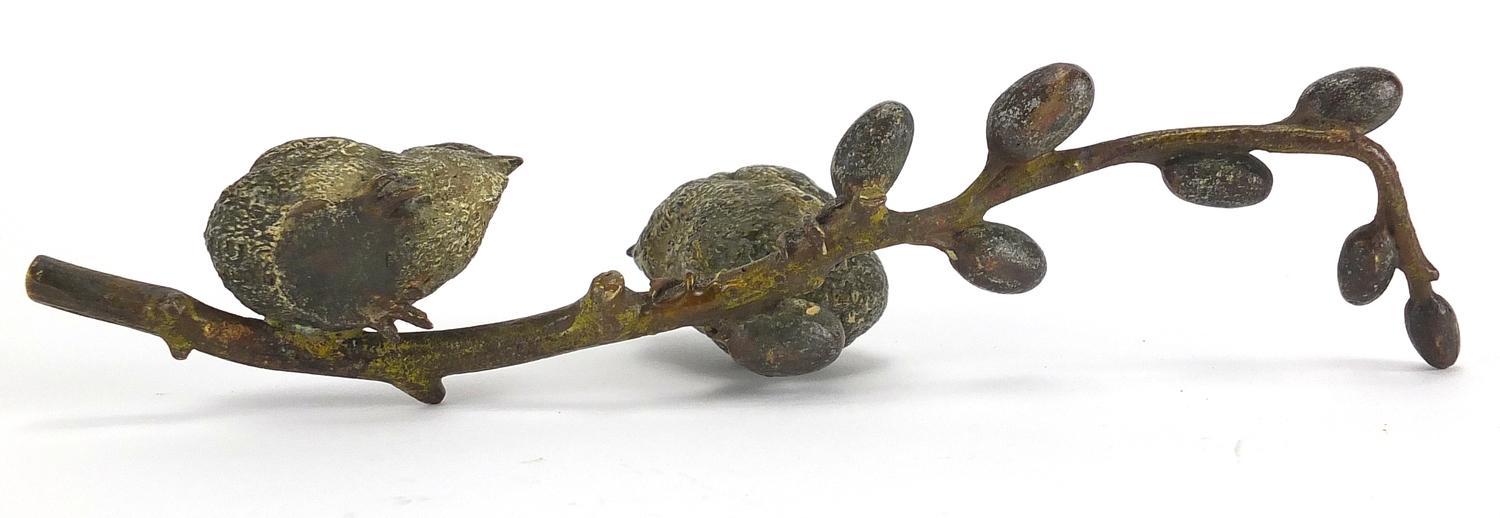 Austrian cold painted bronze group of two birds on a branch, stamped Geschutzt to the base, 20cm - Image 5 of 5