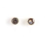 Pair of 18ct gold Diamond solitaire earrings, EF London hallmark, approximate weight 1.0g Rough