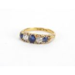 18ct gold Sapphire and Diamond ring, size N, approximate weight 4.1g The stones are old European