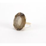 9ct gold citrine and clear stone ring, size J, approximate weight 4.4g : For further Condition