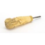 Japanese ivory parasol handle, finely carved with a rat and snail, 13cm in length Further