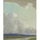 Attributed to Paul Henry - Irish skyscape with marshlands, pastel, mounted and framed, 29.5cm x 24cm
