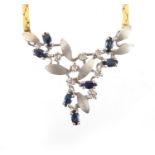 18ct gold sapphire and diamond necklace, 40cm in length, approximate weight 15.3g : For further