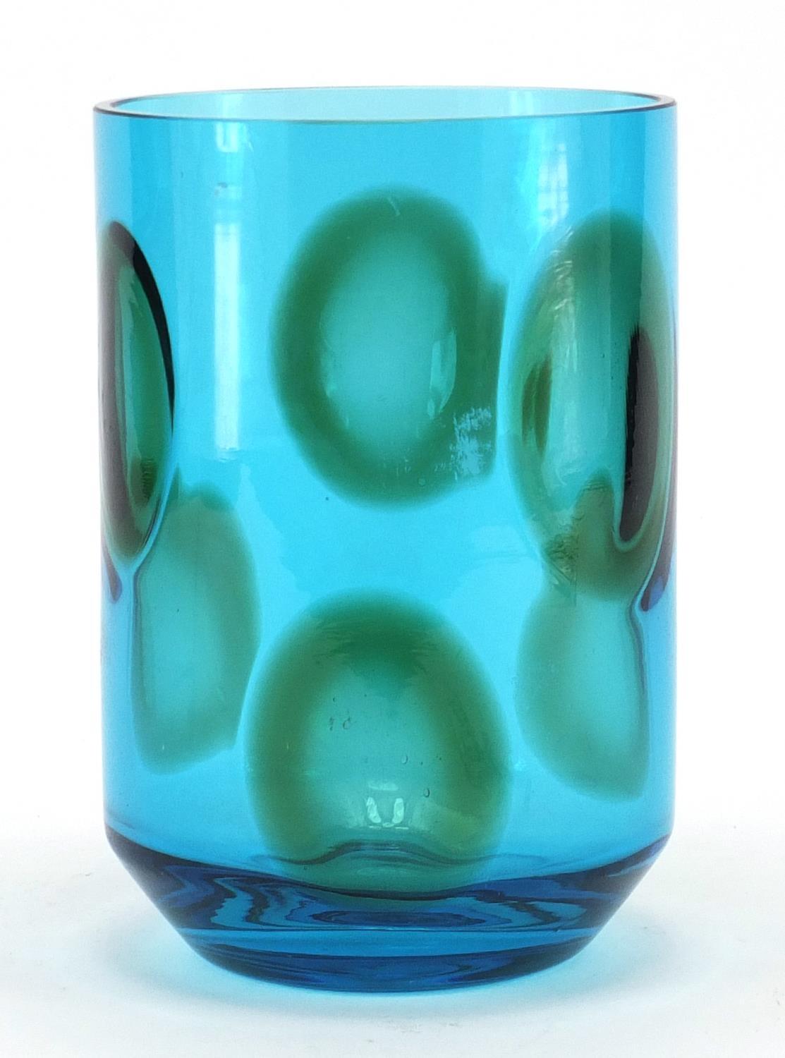 Venini style blue glass vase in the style of Tapio Wirkkala, 19cm high : For further Condition - Image 2 of 3