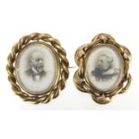 Two Victorian gilt metal rotating mourning brooches, 6cm in length : For further Condition Reports