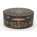 18th century oval tortoiseshell and gold pique work snuff box, decorated with floral sprays and