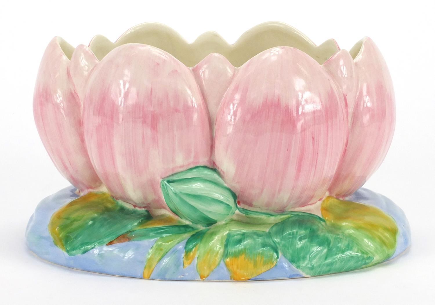 Clarice Cliff Lily pad centrepiece, 23cm wide : For further Condition Reports Please visit our - Image 2 of 4