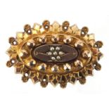 Victorian 9ct gold seed pearl brooch, 3.5cm in length, approximate weight 3.2g : For further