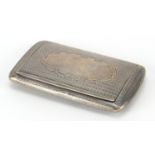 Victorian rectangular silver snuff box by Edward Smith, with hinged lid and engine turned