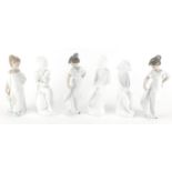 Three Spode and Three Nao figures of young children, the largest 20cm high : For further Condition