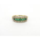 Georgian 18ct gold emerald and diamond ring, size O, approximate weight 3.6g : For further Condition