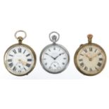 Two vintage gentleman's open face pocket watches and a Superior Railway Timekeeper watch : For