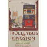 Vintage London Trolleybus advertising poster designed by Gregory Brown, 76cm x 51cm : For further