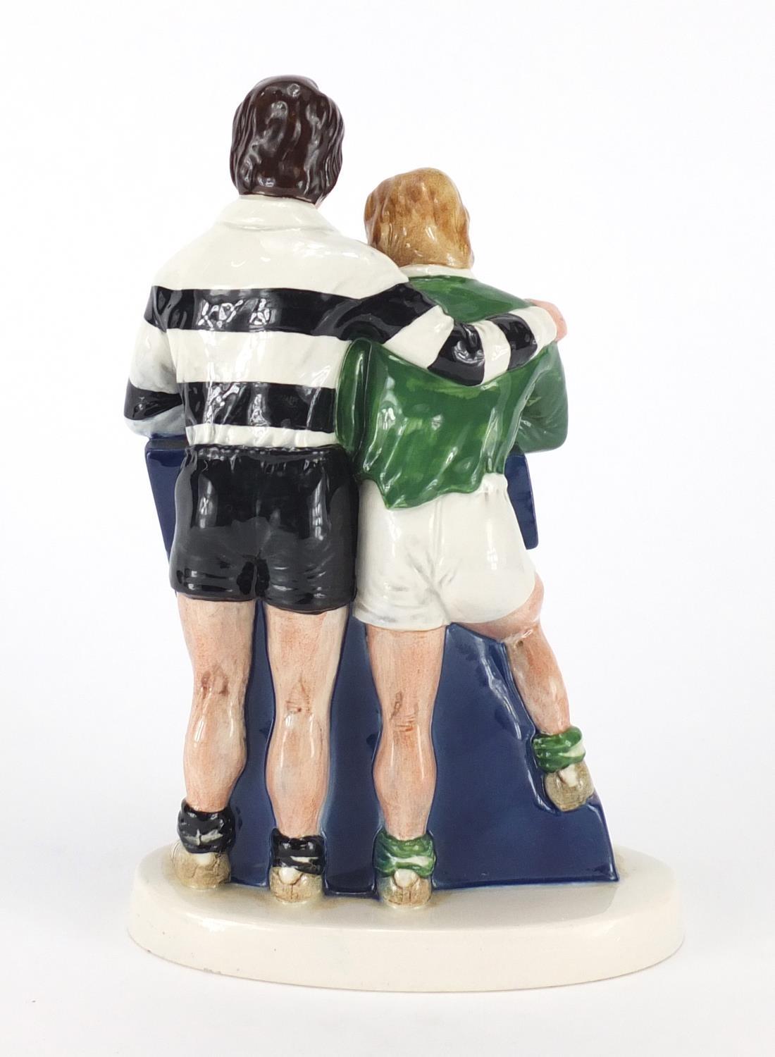 Beswick Worthington E figure group of two rugby players with beer, 23cm high : For further Condition - Image 2 of 4