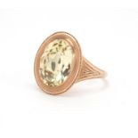 Antique unmarked gold citrine ring, size I, approximate weight 4.0g : For further Condition
