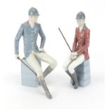 Pair of Lladro Jockey figurines, the largest 27cm high : For further Condition Reports Please