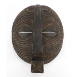 African Tribal carved wooden face mask, 27cm high : For further Condition Reports Please Visit our